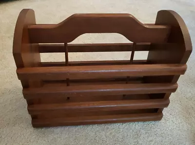 $55 • Buy Solid Oak Magazine Newspaper Rack Floor Basket Heavy, Dark Cherry Finish