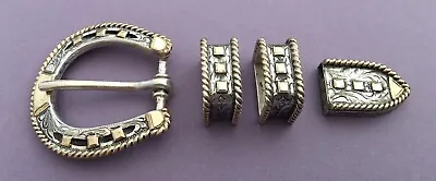 VTG Premium Vogt Sterling Silver 14K Gold Horseshoe Ranger Belt Buckle 4 Pc Set • $750