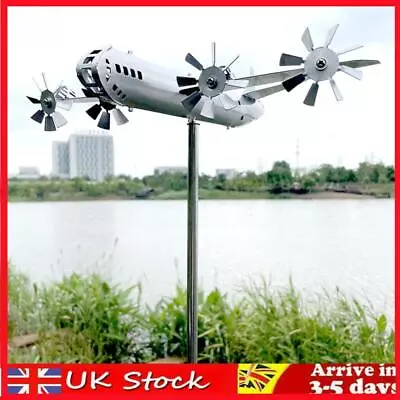 Metal Airplane Windmill Aircraft Wind Spinners Outdoor Garden Yard Decorations • £14.39