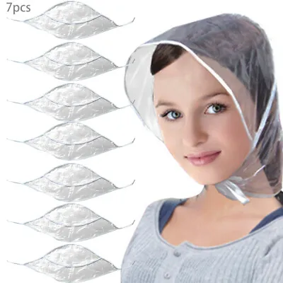 7pcs Women Men Keep Dry Waterproof Rain Bonnet With Visor Protect Hairstyle • £10.67