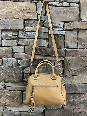 Michael Kors Satchel Knox Tassel Beige Pebbled Leather Handbag Shoulder Bag • $79