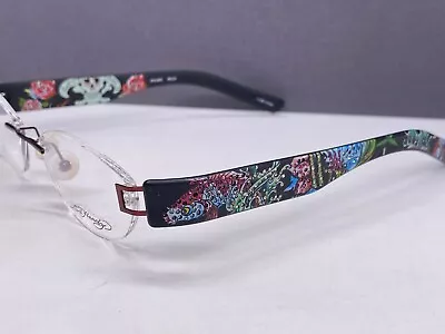 Ed Hardy Eyeglasses Frames Woman Rimless Rhinestone Tattoo Oval Rectangular Np • $157.43