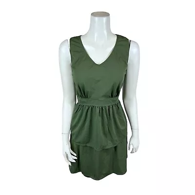 Denim & Co. Women's Beach V-Neck Peplum Tankini And Skirt Set Dark Olive Size 16 • $25