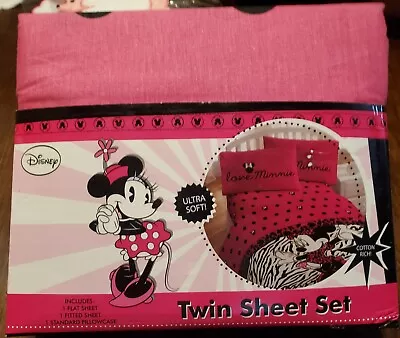 Disney Minnie Mouse Pink & White Kid's 3-Piece Twin Bed Sheet Set • $34.99