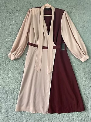 Eloquii Faux Wrap Colorblock Dress Burgundy & Dusty Rose NWT Size 18 • $25