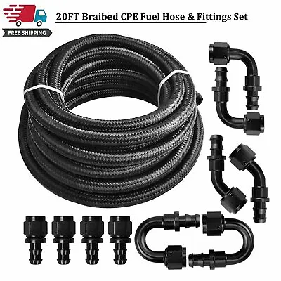 20ft 4/6/8/10/12AN Braided CPE Fuel Oil Line & 10PCS Push Lock Hose Fittings Kit • $30.99