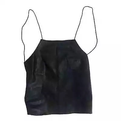 Women M Vero Moda Black Leather Box Sheep Nappa Tank Top Strappy Open Back • $35