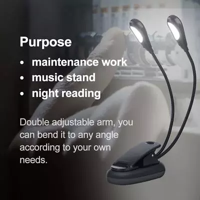 8 Beads Clip On Music Stand Book Reading LED Lamp Portable Mini Dual Arms Light • $11.43