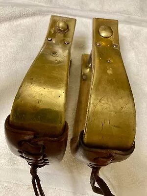 VINTAGE Brass/gold Metal Wooden  STIRRUPS BY DIABLO-monel/bell Stirrup • $350