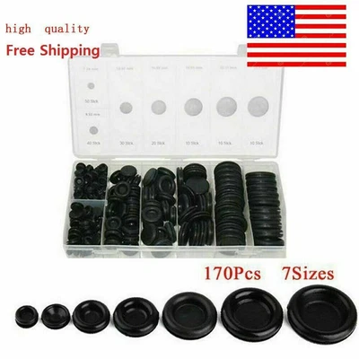 $10.59 • Buy 170Pcs/Set For Car Rubber Grommet Firewall Hole Plug Electrical Wire Gasket Kit