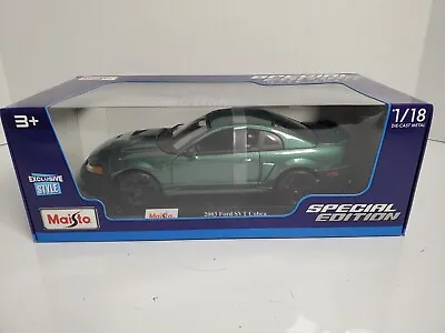 2003 Ford Mustang SVT Cobra Green 1/18 Scale Maisto Exclusive Style - New • $50.99