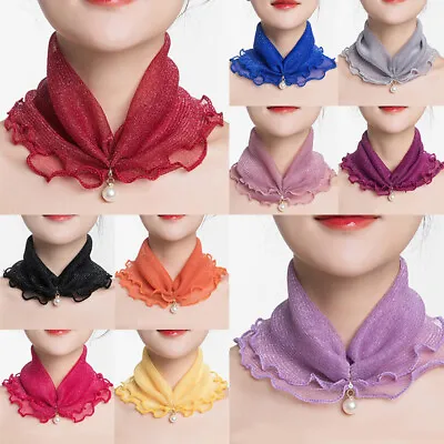 Ladies Pearl Lace Scarves Women Summer Beach Neck Wrap Scarf Girls Headscarf New • £3.46