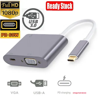 $5.39 • Buy USB C VGA Docking Station Apple USB C Multiport Adapter Type C To 4K HDMI DVI