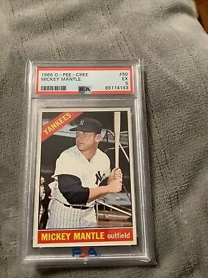 1966 OPC  #50 Mickey Mantle Psa 5 Nicely Centered Tough. • $1195