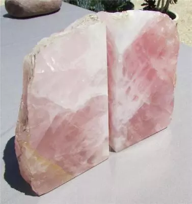 Natural Pink Crystal Stone Geode Bookends • $25