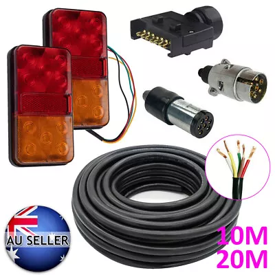 LED Trailer Tail Light Plug Socket 5 Core Wire Cable Caravan Boat Ute Waterproof • $22.79