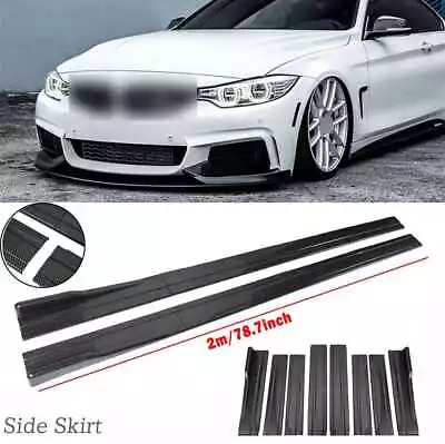 Carbon Fiber Look 78.7  Side Skirt Extension Splitter Lip Rocker Panel For BMW • $62.99