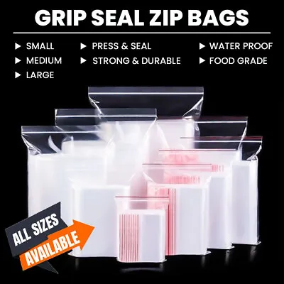 100 X Grip Seal Bags Heavy Duty Reusable Clear Plastic Zip Bag Self Resealable • £3.74