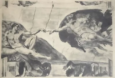 MICHELANGELO Manner/school THE Creation Of ADAM Drawing 18/19th C. LONDON Stamp • $1650