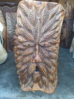 £160 • Buy Chainsaw Carving Greenman Sussex Elm Wood Home Garden  Sculpture Art Crafts 