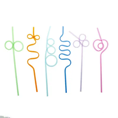 10Pcs Colorful Drinking Straws Crazy Curly Loop Plastic Straw For PartH*P_ • £5.59