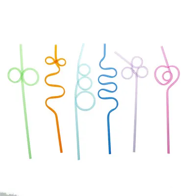 10x Colorful Drinking Straws Crazy Curly Loop Plastic Straw For Part ZDP • £5.49
