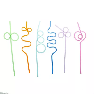 10x Colorful Drinking Straws Crazy Curly Loop Plastic Straw For Part ZSY • £5.49