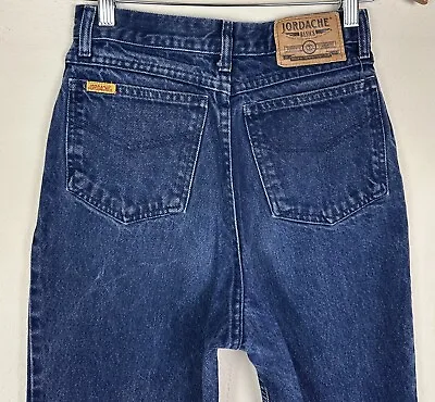 Vintage 90s JORDACHE Jeans 25x28 ACTUAL Tapered Leg Zippers Dark Wash Denim • $21.24