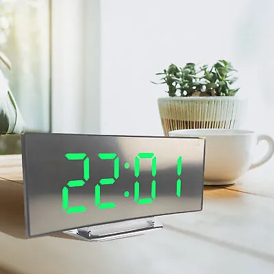 $28.10 • Buy  Large Number Digital Alarm Clock Curved Dimmable LED For Kids Room Decor 