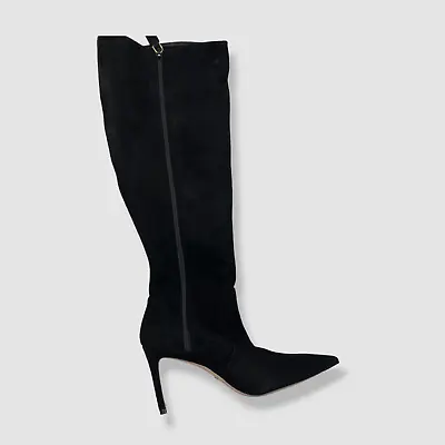 $795 Stuart Weitzman Women's Black Suede 85 Knee-High Zip Boot Shoes Size 8 • $222.78