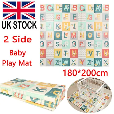 Baby Kids Play Mat 2 Side Crawling Soft Blanket Folding Waterproof Floor Carpet • £21.50