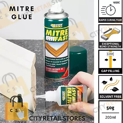 Mitre Fast Bonding Standard Adhesive (50g Glue & 200ml Activator) Everbuild • £15.39