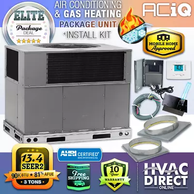 3 Ton 13.4 SEER2 90K BTU Air Conditioner & Heat AC Gas Package Unit System Kit • $3695