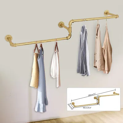 Gold Garment Rack Clothes Rack Wall Mounted Garment Holder Hanging Rod Entryway • $31.01