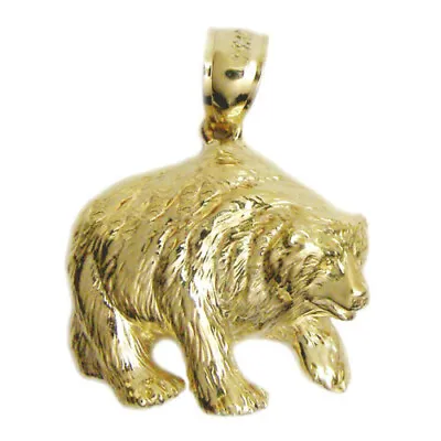 New 14k Yellow Gold Grizzly Bear Pendant • $319.99