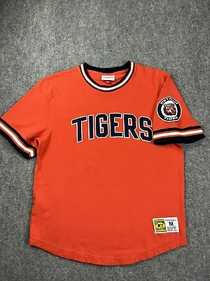 Mitchell & Ness Detroit Tigers Shirt Size Medium Orange Retro Logo MLB Baseball • $18.75