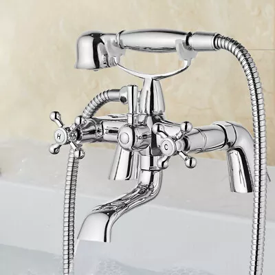 Traditional Victorian Style Bath Shower Mixer Tap Telephone Style Chrome Taps • £37