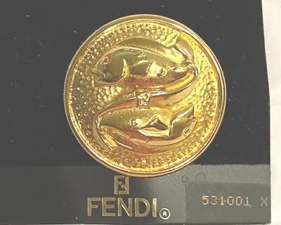 Vintage Fendi Gold Plated Pisces Brooch  • $299