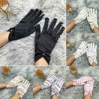 £4.01 • Buy Women Short Wrist Gloves Pearl Satin Party Dress Evening Wedding Decor  Bridal 