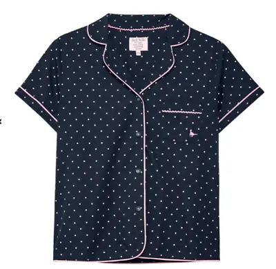 Jack Wills Artar Polka Dot Pyjama Shirt Navy/Pink UK Size 8 #REF10 • £12.99