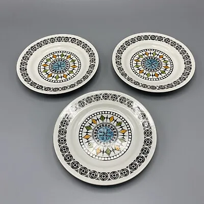 Retro IRONSTONE BROADHURST SIDE PLATES X 3 Kathie Winkle Roulette England 6.5  • £14.99