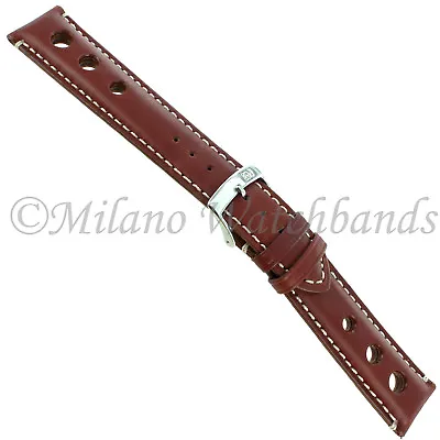 22mm Morellato Rally Cutout Design Tan Heavy Padded White Stitching Watch Band • $26.95