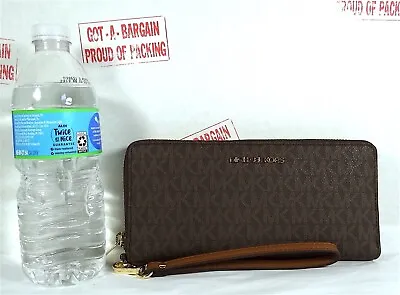 Michael Kors Jet Set Travel Signature PVC Continental Wallet Wristlet Phonecase • $69.98