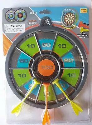 AOJIE Magnetic Dartboard With 3 Safe Darts For Ages 4 & Up 2 Games In One • $14.99