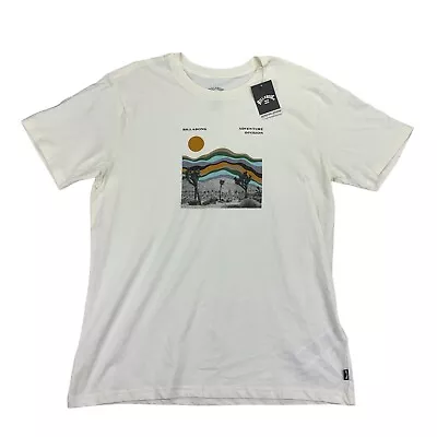 Billabong Mens Illusion Graphic Crewneck Short Sleeve T-Shirt Off White XL • $14.97