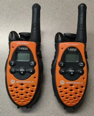 2x Motorola Talkabout T4900 Two Way Radio Orange/Black With Clips *PLEASE READ* • $21.99