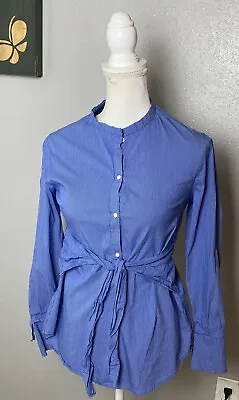 Zara Blue Striped Belted Shirt Tunic Blouse Top Zara Girls Or Women’s XXS • $7