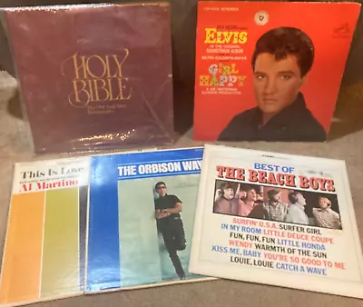 Vintage 12” Vinyl 5 Record Lot 1 Sealed Holy Bible Elvis Beach Boys Roy Orbison • $38