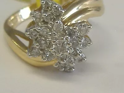   Vintage  14k Diamond  Cocktail  Ring .20ct Tw  Size 65 • $499