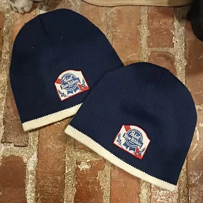 2 Pabst Blue Ribbon Beer Winter Hats Beanie Stocking Skull Cap  • $25